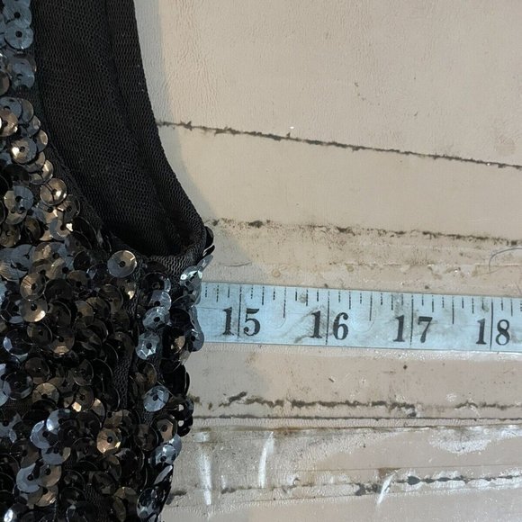 AMBER BLUE BLACK LINED‎ SEQUINED BODYCON DRESS SMALL-EUC - Picture 5 of 9